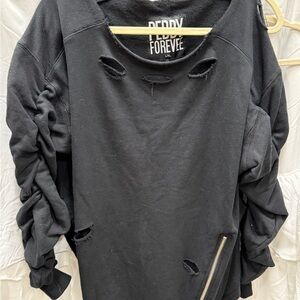 Pebby Forevee Distressed Charcoal side slit